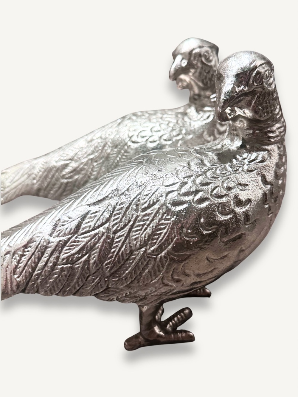 Two Silver Pheasant Bird Figurines - Picture 3 of 6